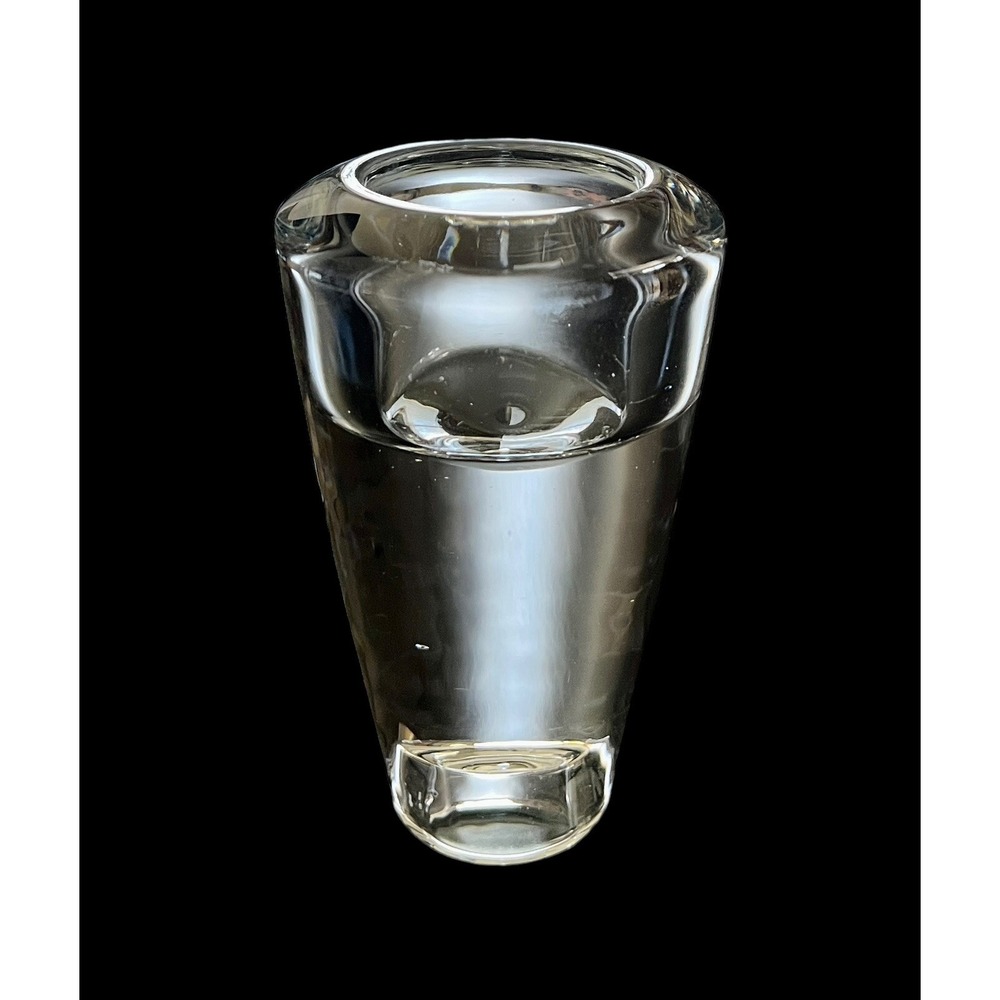 Vintage Leonardo Crystal Heavy Clear Candle Holder 4.25" Tall‎